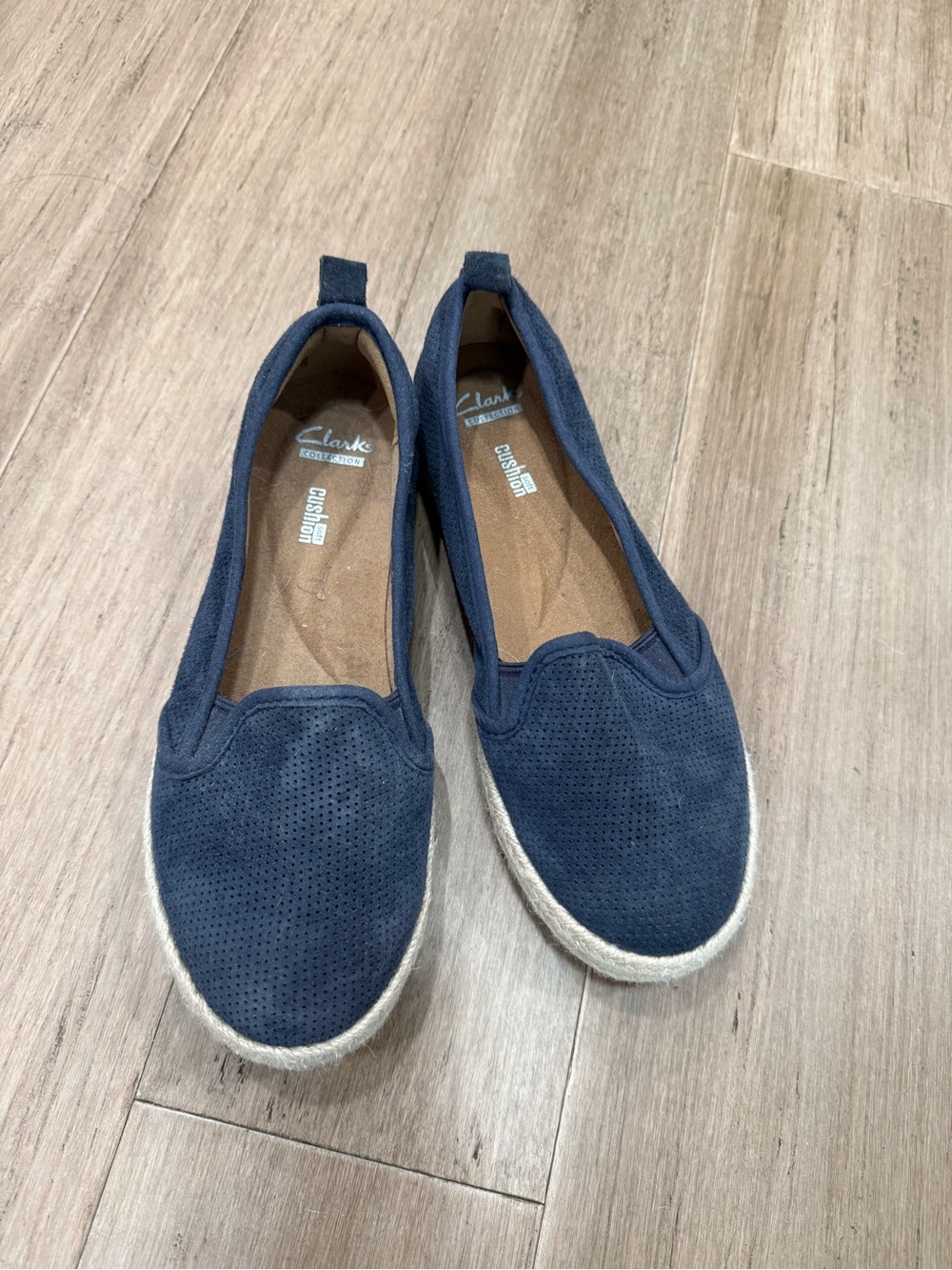 Clarks Navy Espadrille Slip-On Flats